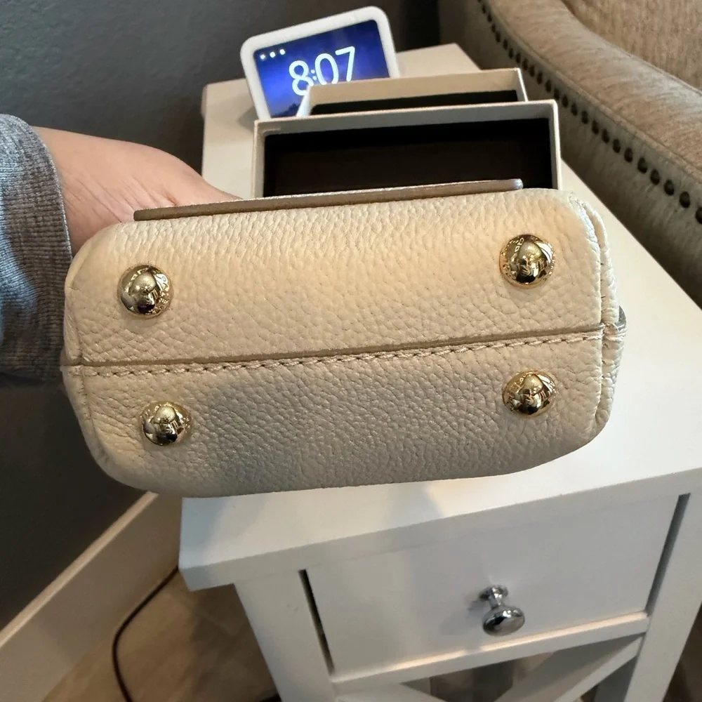 Polène Mini Top-Handle Bag in Cream Pebble Leather - Picture 6 of 7